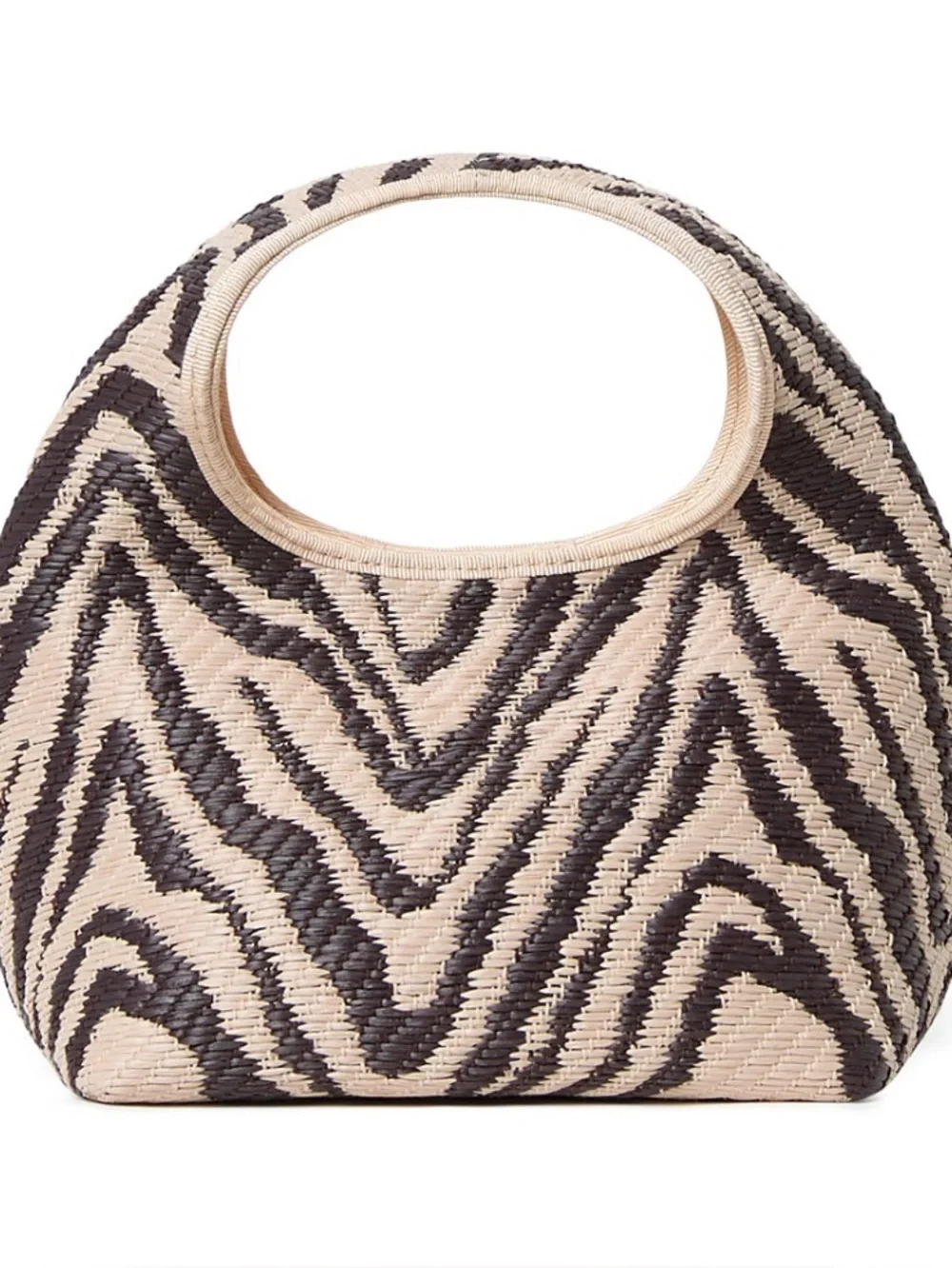 Loeffler Randall  Kenzie mini bucket clutch Woven Zebra-Print Beige and Brown